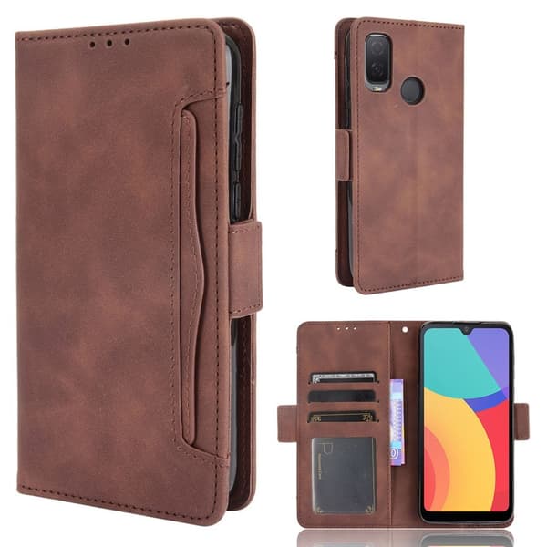 Modern-styled Lær Lommebok Etui til Alcatel 1l (2021) - Brun Brown