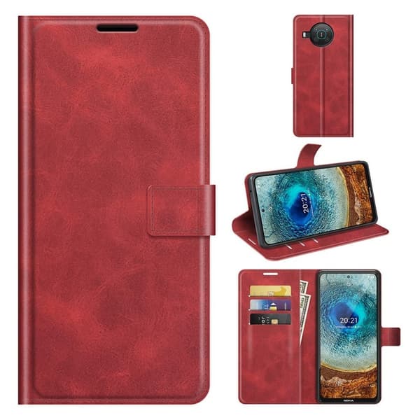 Wallet-style Lær Etui til Nokia X10 / X20 - Rød Red