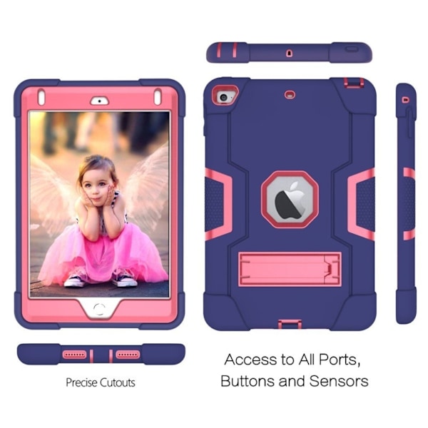 Stötsäkert hybridfodral till iPad Mini (2019) - Mörkblå / Ros Blå