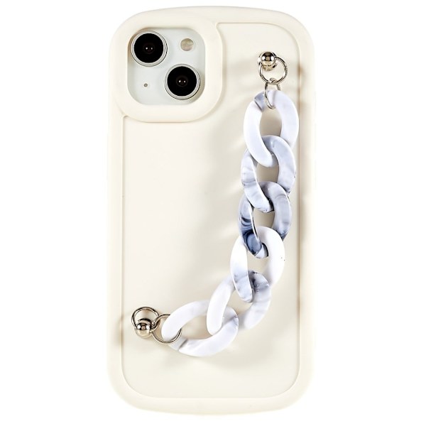 Marmormotiv iPhone 14 / iPhone 13 skal - Grå / Vit Marmor Kedja Silvergrå