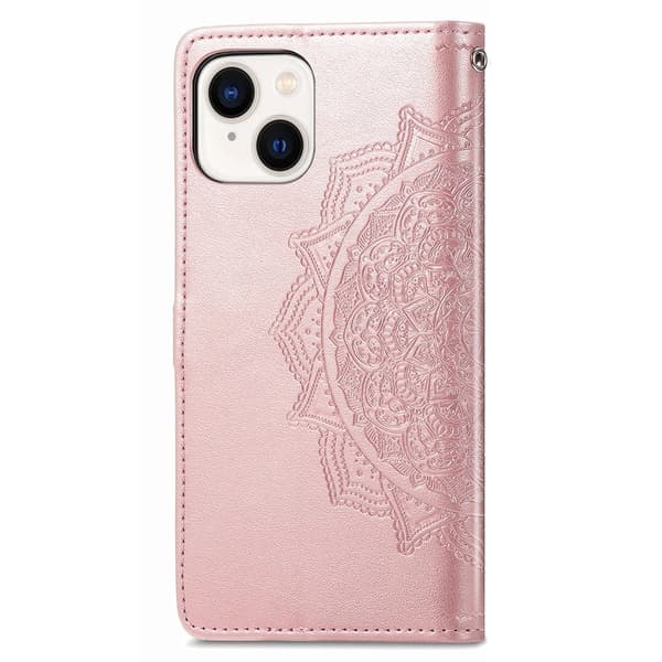 Mandala iPhone 15 Plus Läppäkotelo - Ruusukulta Pink