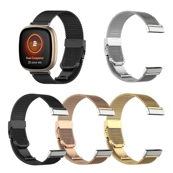 Armbånd i rustfritt stål til Fitbit Sense / Versa 3 - Svart Black