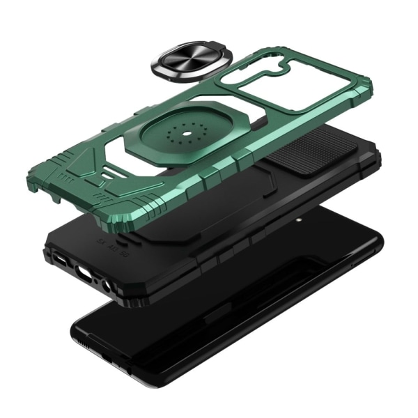 Slidstærkt cover i hård plast med blød inderside og kickstand til Samsung Galaxy A13 5G - Midnatsgrøn Green