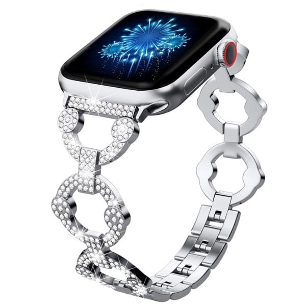 Strassikivikoristeinen tyylikäs kellonhihna Apple Watch Series 8 (45mm) / Watch Ultra - Hopea Silver grey