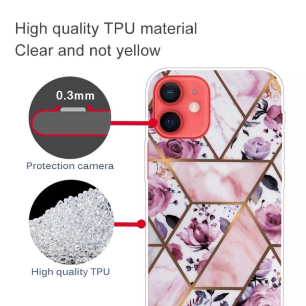 Marble design iPhone 13 cover - Elegant Flise Med Roser Pink