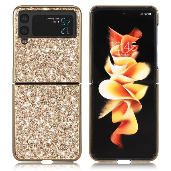 Glitter Samsung Galaxy Z Flip3 5G Etui - Gull Gold