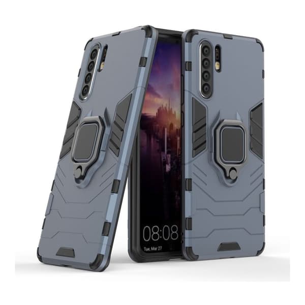 Huawei P30 Pro Fingerring Kickstand Hybrid Etui - Gråblå Blue