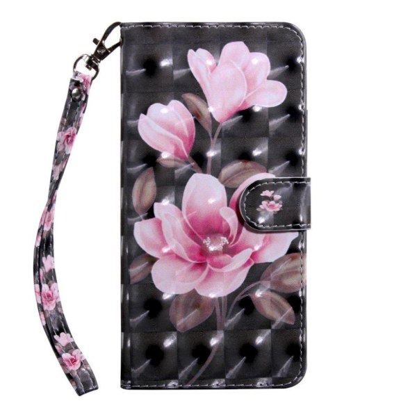 Huawei P30 Lite pattern leather case - Pink Flowers Pink
