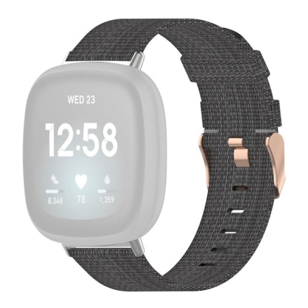 Fitbit Sense 2 / Versa 4 nylon watch strap - Dark Grey Silver grey