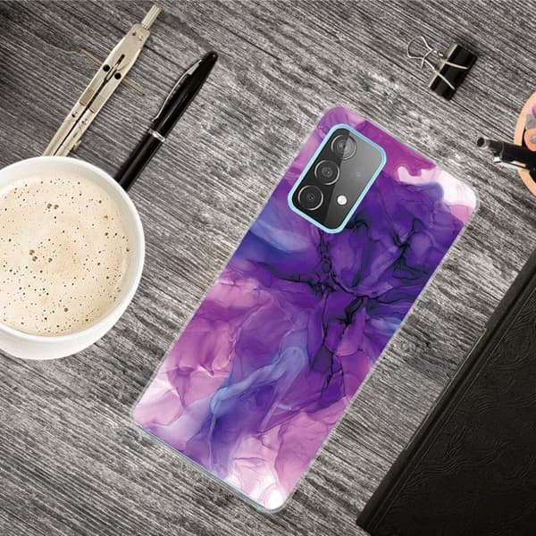 marmor Samsung Galaxy A72 5G etui - Dreamy lilla marmor Purple
