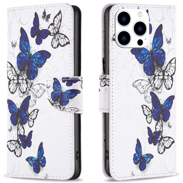 Wonderland iPhone 16 Pro flip kuoret - Perhoset Blue