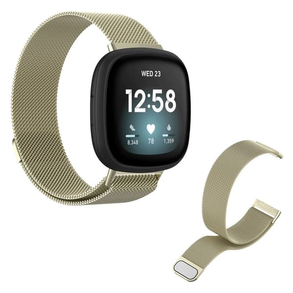 Fitbit Versa 3 rustfrit stål rem - guld / Størrelse: L Gold