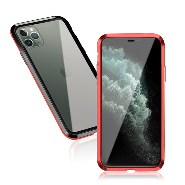 Luphie Sword iPhone 11 Pro Max Alu-stötfångare + glas - Svart + Röd multifärg