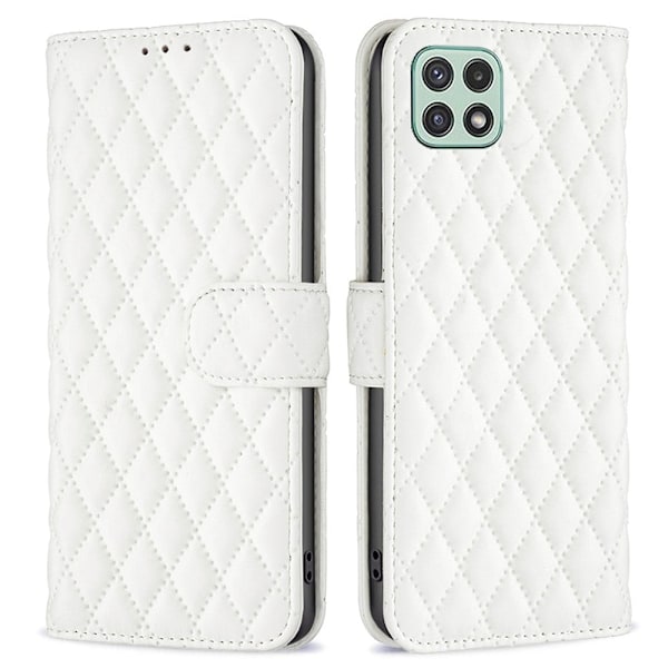 Rhombus mat Samsung Galaxy A22 5G flip etui - Hvid White