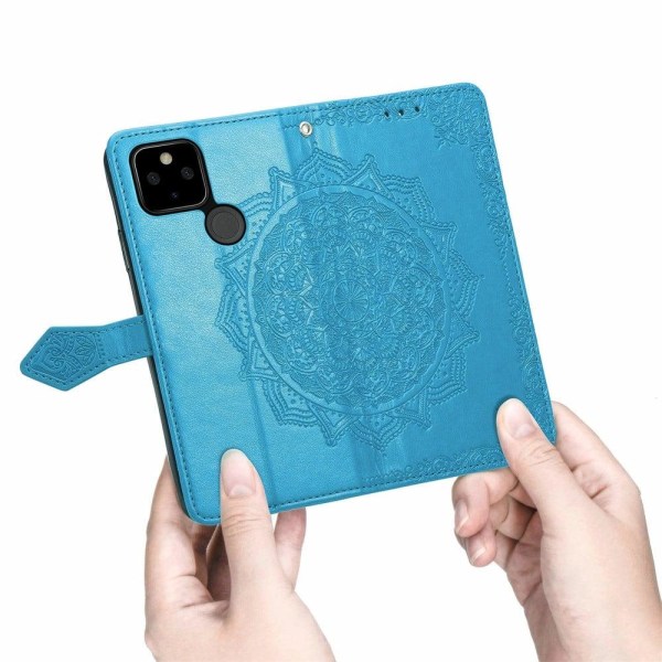 Mandala Google Pixel 5a Läppäkotelo - Sininen Blue