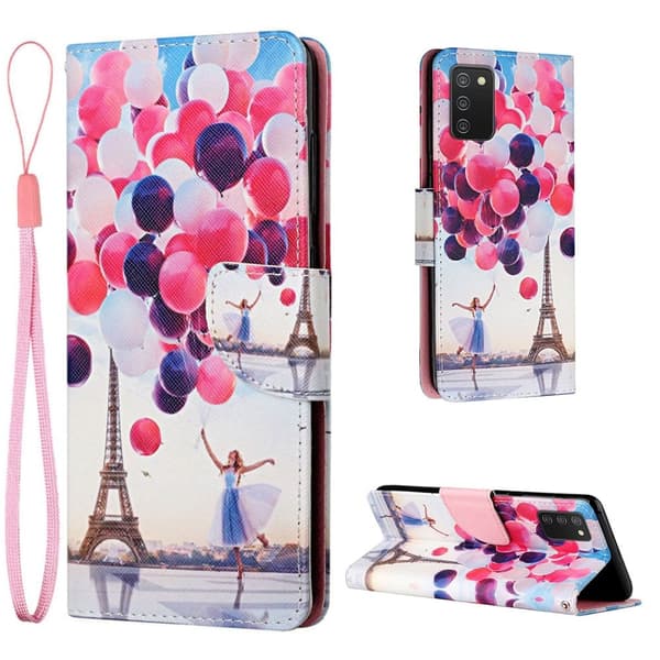 Wonderland Samsung Galaxy A03s Flip Etui - Ballon og Tårn Multicolor