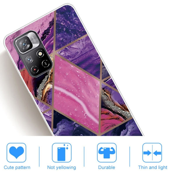 Marble Xiaomi Redmi Note 11T 5G Etui - Lilla og Rose Marmor Multicolor