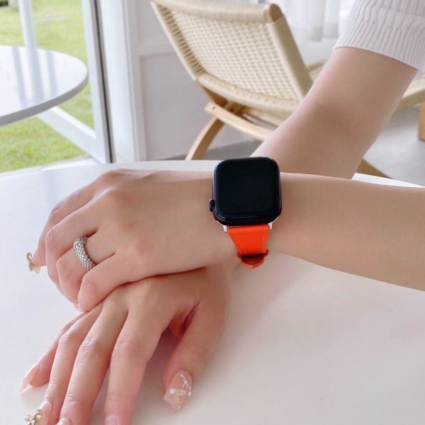Apple Watch Series 8 (41mm) genuine leather watch strap - Orange Orange
