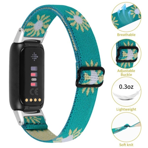 Fitbit Luxe söpö päivänkakkara nylonkellon hihna - Vihreä / Päivänkakkara Green