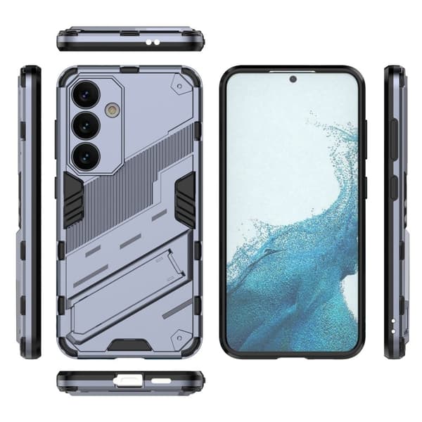Støtsikkert hybriddeksel med et moderne preg for Samsung Galaxy S24 - Grå Silver grey