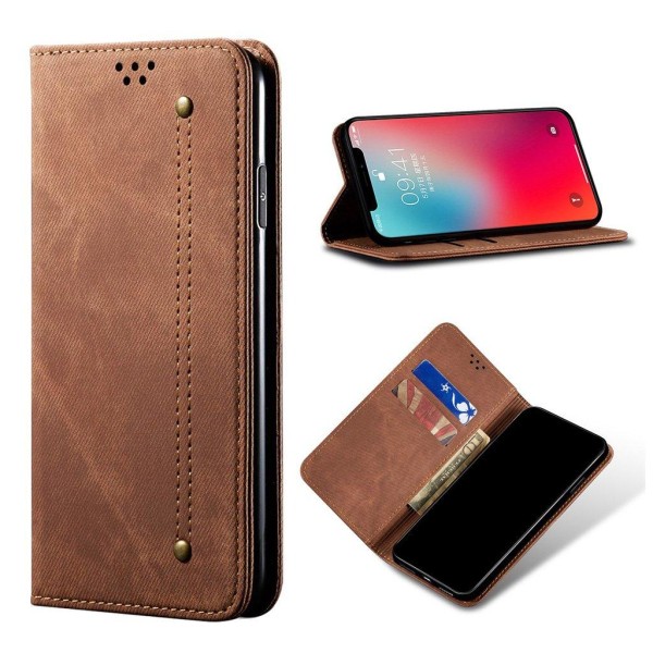 Jeans iPhone 12 Pro / iPhone 12 flip case - Ruskea Brown