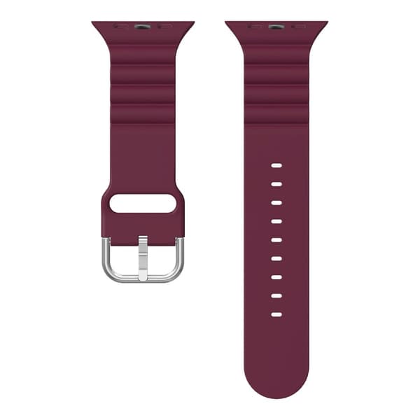 Apple Watch (45mm) vaakasuora raidallinen silikoninen kellonhihna - Viininpunainen Red