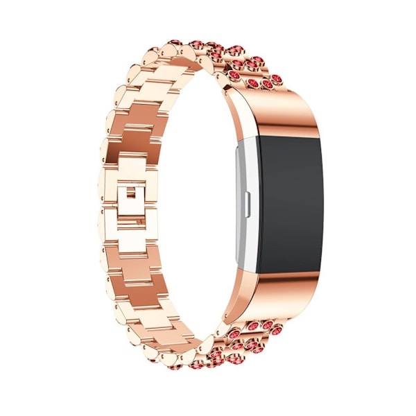 Fitbit Charge 2 Exklusivt klockband med diamanter - Röd roseguld Rosa