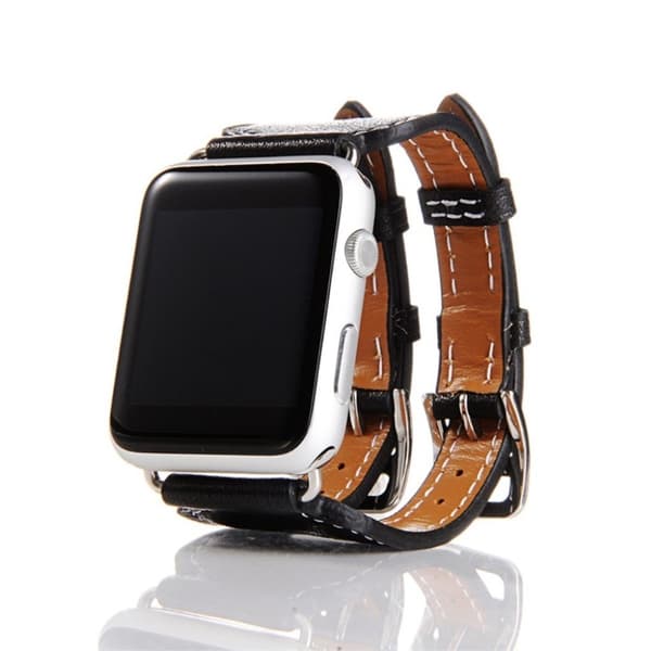 Apple Watch 38mm erstatnings urrem i kunstlæder med klassisk lukkespænde - Sort Black