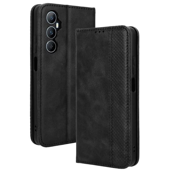 Bofink Vintage Realme C65 nahkakotelo - Musta Black
