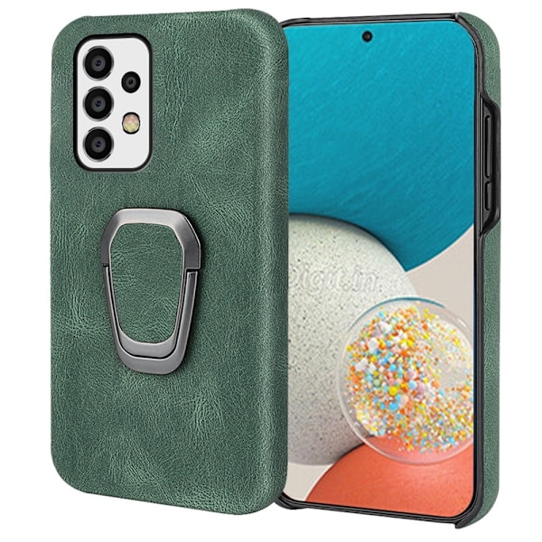 Stötsäkert läderfodral med oval kickstand för Samsung Galaxy A53 5G - Grön Grön