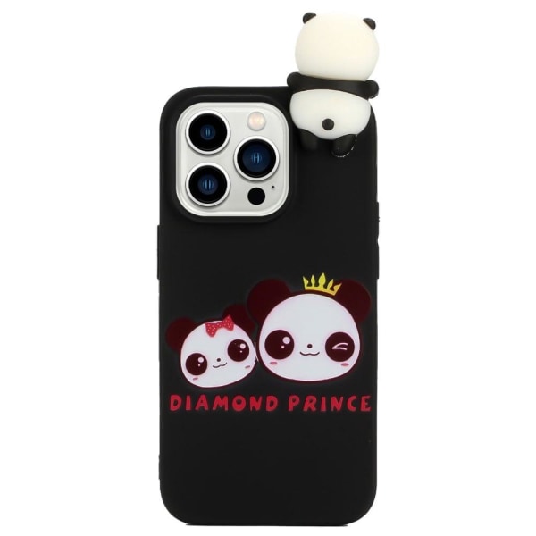 Cute 3d iPhone 14 Pro Suojakotelo - Two Pandas Black