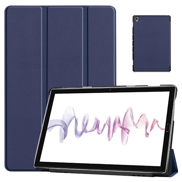 Kolminkertainen nahkainen jalusta Kotelo Huawei MatePad 10.8 - Tummansininen Blue