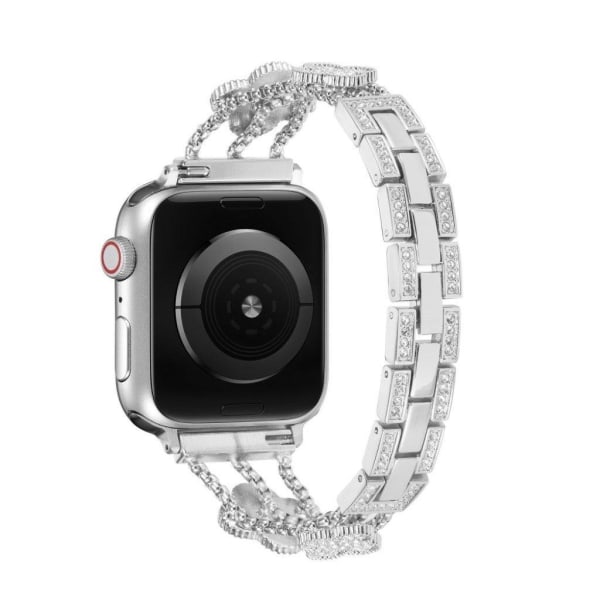 Apple Watch 40 mm urrem med skinnende rhinestone blomsterdekor - Sølv / Grå Silver grey