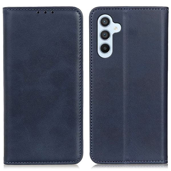 Flip Etui med Pung i Ægte Læder til Samsung Galaxy S24 - Blå Blue