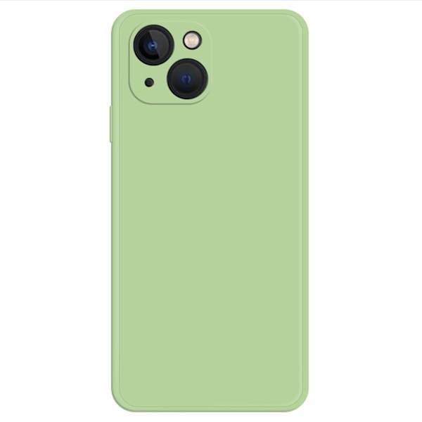 iPhone 14 Gummibelagt fleksibel telefon Drop Resistant Case Microfiber Foring Straight Edge Cell telefonbagcover - Grøn Green