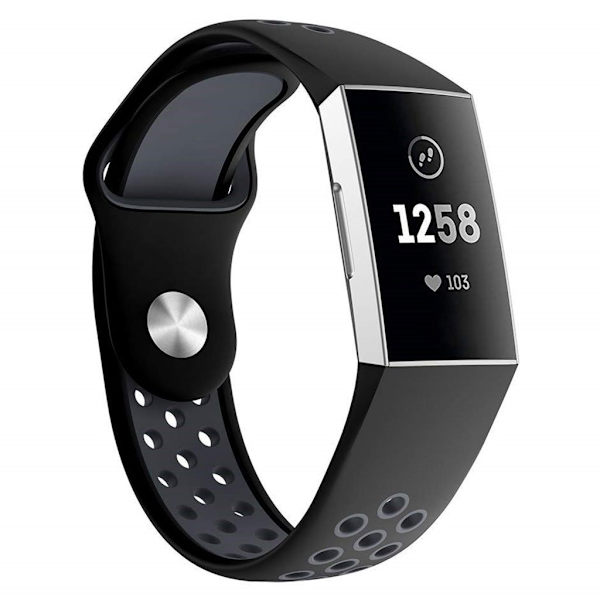 Fitbit Charge 3 kaksivärinen silikonikellonauha - Musta Black
