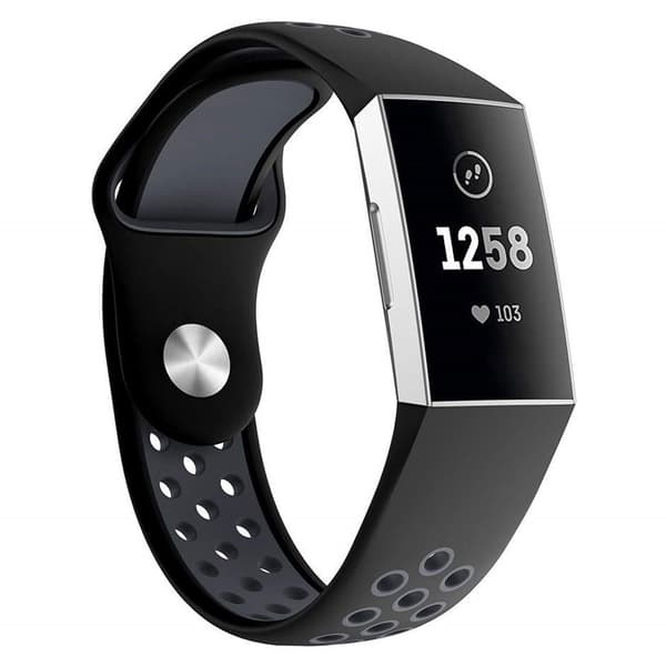Fitbit Charge 3 tofarvet silikone Urrem - Sort Black