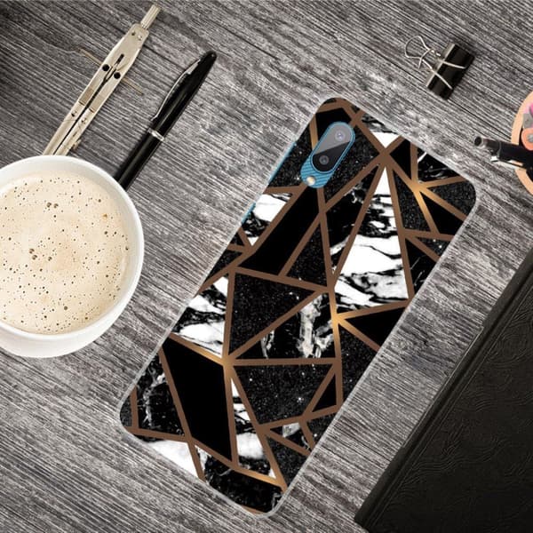 Marble Samsung Galaxy M02 / A02 Etui - Black Tile Fragmenter Black