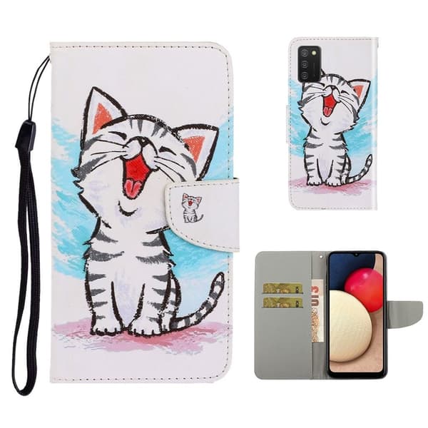 Wonderland Samsung Galaxy A02s flip kuoret - Söpö Kissa Multicolor