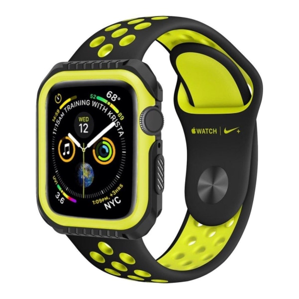 Apple Watch Series 4 44mm kellolle pehmeä joustava silikooni muovinen suojaava kehys - Musta/ Keltainen Multicolor