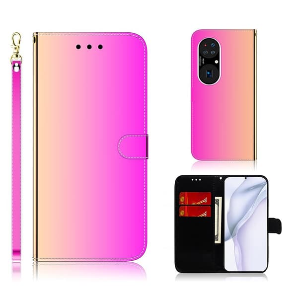 Mirror Huawei P50 Pro Flip Etui - Rose Pink