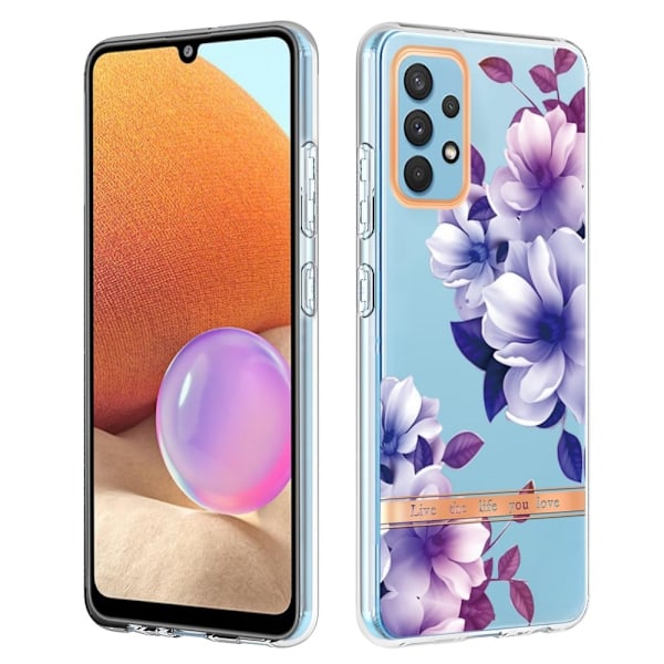Erittäin ohut ja kestävä pehmeäkantinen Samsung Galaxy A32 - Violetti Begonia Purple
