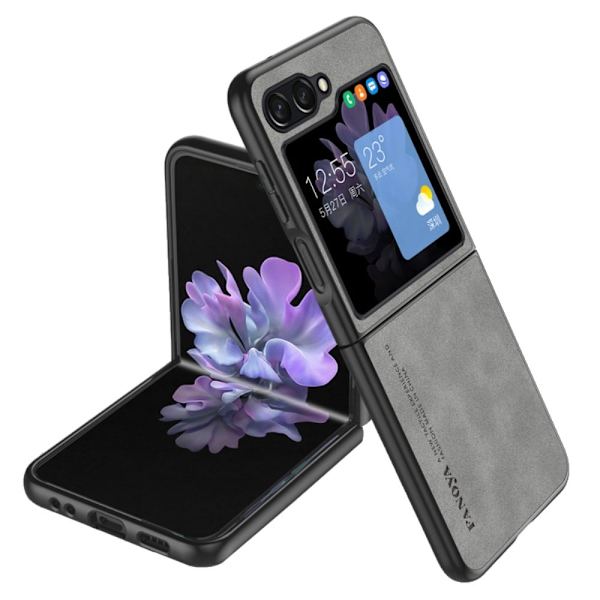 Samsung Galaxy Z Flip 5G - nahkasuojus - Harmaa Silver grey