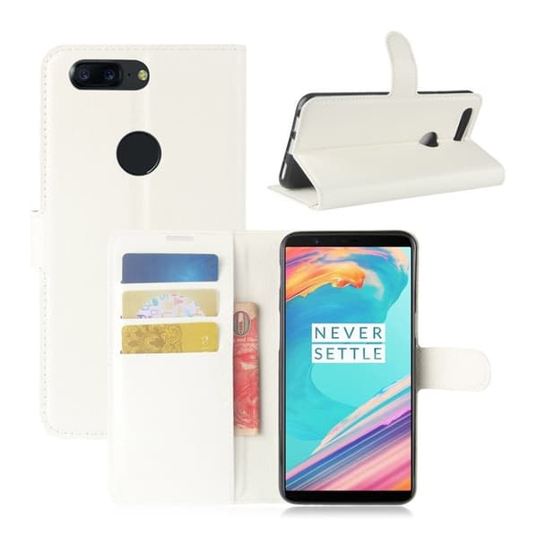 OnePlus 5T etui laget av kunstlær og silikon - Hvitt White