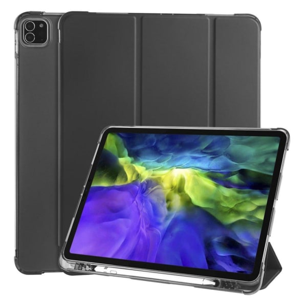 Tri-fold Stand Wake / Sleep Leather Tablet Case Shell med Pen Sl Black