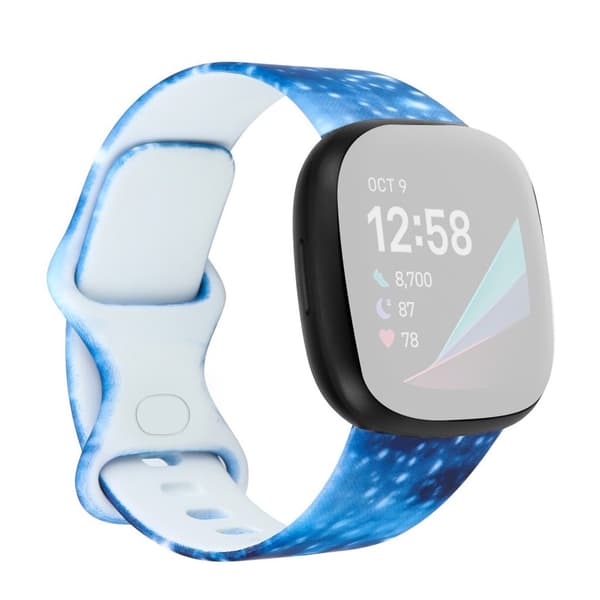 Beautiful pattern in silicone watch band for Fitbit Versa 3 - Blue Galaxy Pattern / Size: S Blå