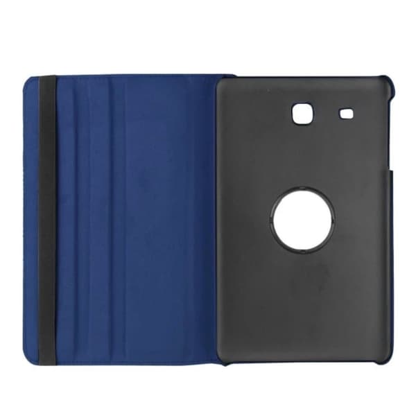 Jessen Samsung Galaxy Tab E 9.6 lær etui med roterende bak stativ.  Mørke Blå Blue