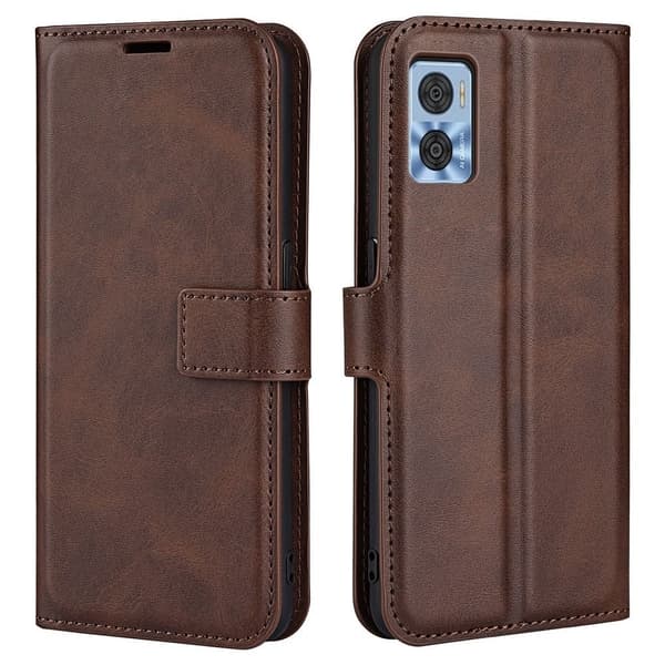 Lompakko Nahkakotelo For Motorola Moto E22 - Ruskea Brown