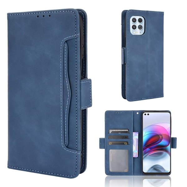 Modern-styled Læder Pung Etui til Motorola Moto G100 / Edge S - Blå Blue