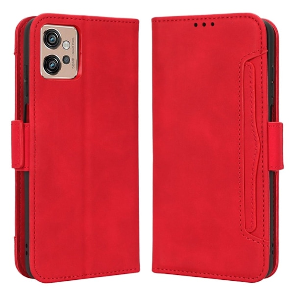 Stilfuldt Læder Etui med Pung til Motorola Moto G32 - Rød Red
